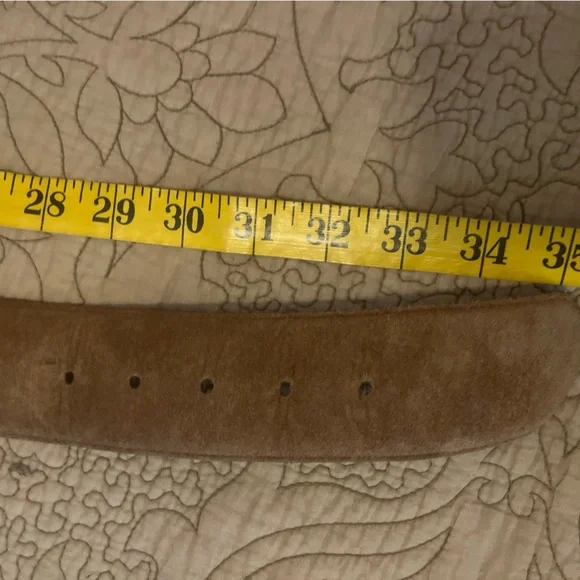Y2K Big Wide Brown Suede Belt with Gold & Silver Buckle Sueded Pigskin, Size L - Picture 4 of 8